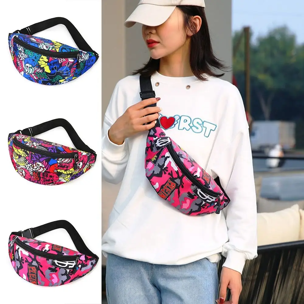 Riñonera con estampado de flores, bolso de hombro portátil de gran capacidad, de nailon, impermeable