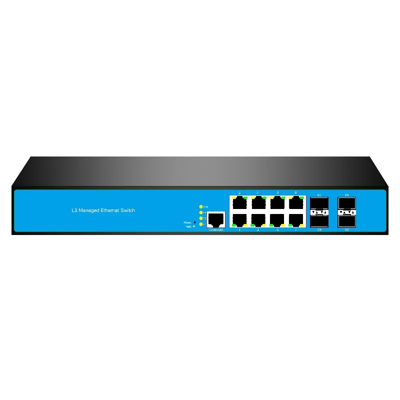

12-Port 8/PoE 4/10G SFP L3 Managed Network Switch 128Gbps Capacity QoS SNMP VLAN Functions for Use