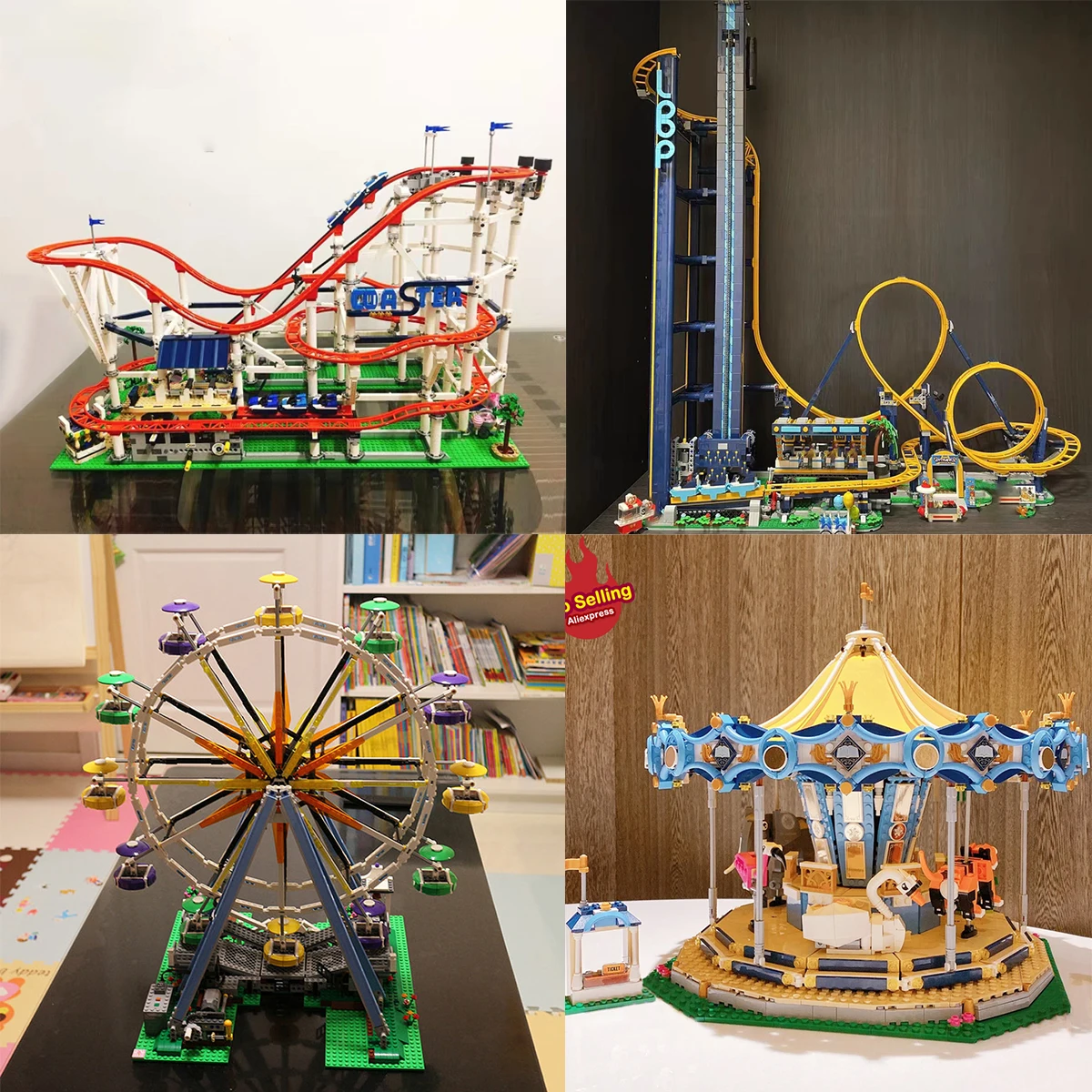 With Lights And Motor Roller Loop Coaster Building Blocks Moc 10261 10303 10247 10257 Display Kid Toys Birthday Christmas Gifts