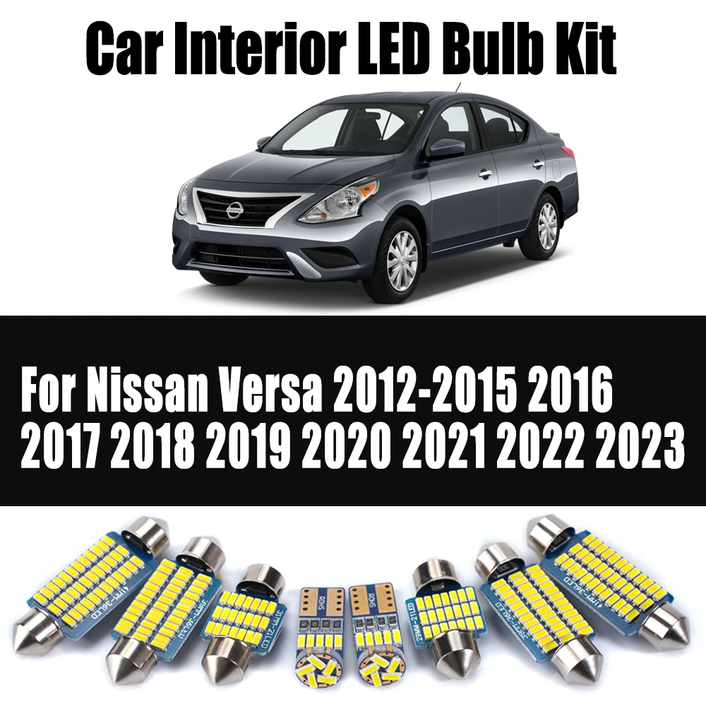 

10 шт. Canbus для Nissan Versa 2012-2020 2021 2022 2023 автомобильный светодиодный интерьер с картой купольный светильник для багажа, лампы для чтения, комплект аксессуаров