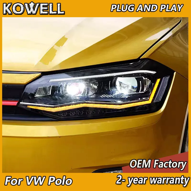 Car Styling for VW Polo Headlight 2017-2021 Volkswagen Polo Headlamp DRL Turn Signal High Beam Projector Lens