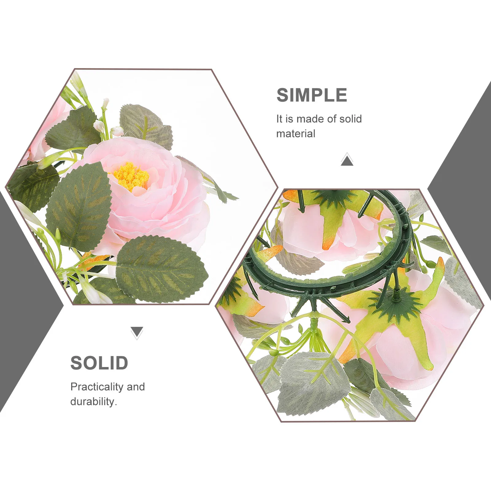 

Simulated Camellia Candlestick Wreath Pink Small Silk Flower Rings for Wedding Home Spring Holidays Photo Props