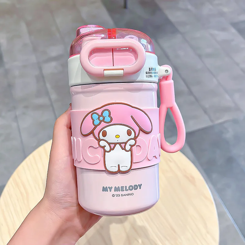 430/510Ml Sanrio Anime Kuromi Cinnamoroll Thermos Cup Cute Student Cartoon My Melody Pochacco Stainless Steel Cup Girls Gift