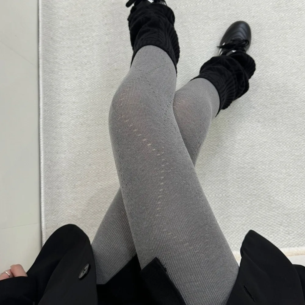 

Fashion High Elastic Knitted Jacquard Pantyhose Slim Fit Keep Warm Tights Leggings Autumn Winter
