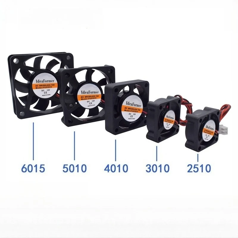 

Veekaft 3D Printer Accessories Cooling Fan 2510/3010/4010/5010/6015mm Brushless Cooler Fan DC 5/12/24V with 2Pin DuPont Cable