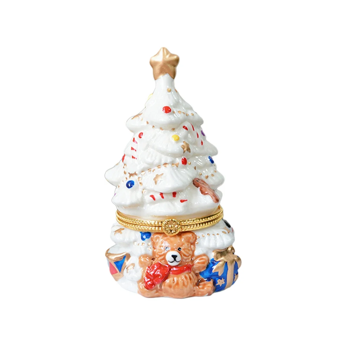 White Trinket Box Ornaments Xmas-Tree Jewelry Box Ring Holder Organizer Display Jewelry Holder for Xmas Charms Earrings