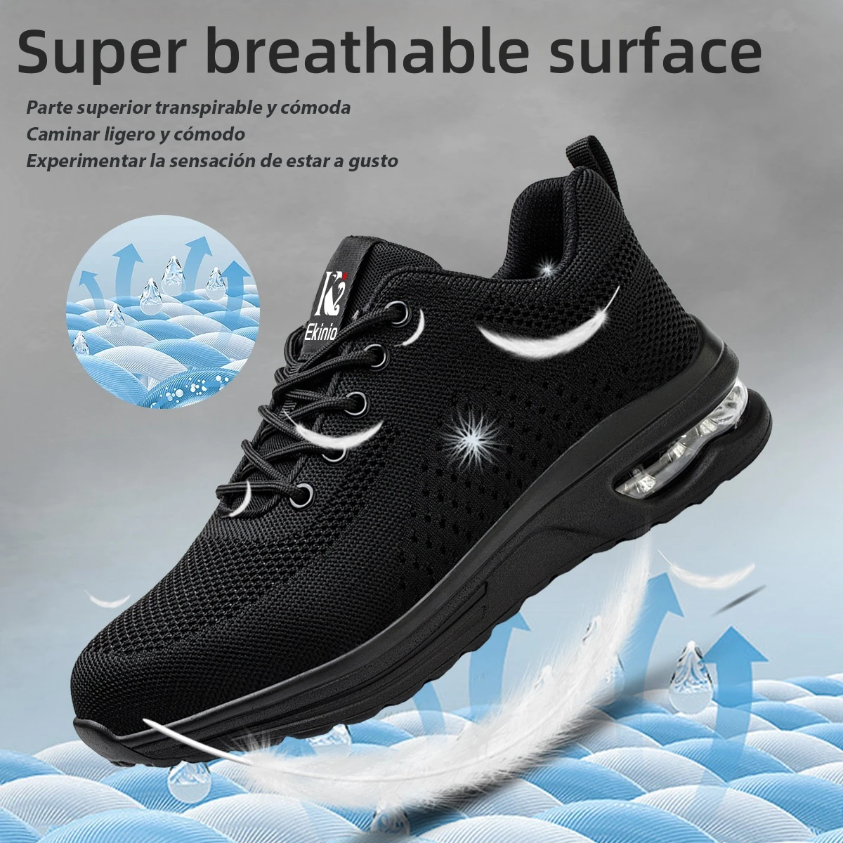 Zapatos de seguridad para el trabajo con cojín de aire para hombres y mujeres, zapatillas de trabajo transpirables, zapatos con punta de acero, calzado protector de seguridad antiperforación