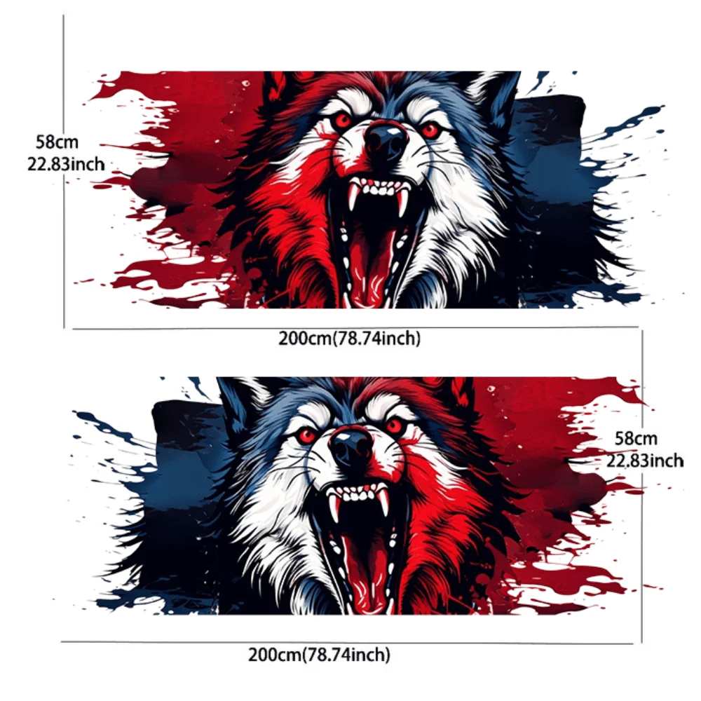 2pcs Double colored wolf Car Side Wraps, Self-Adhesive PVC Waterproof & Scratch-Resistant Stickers, Car Accessory Gift