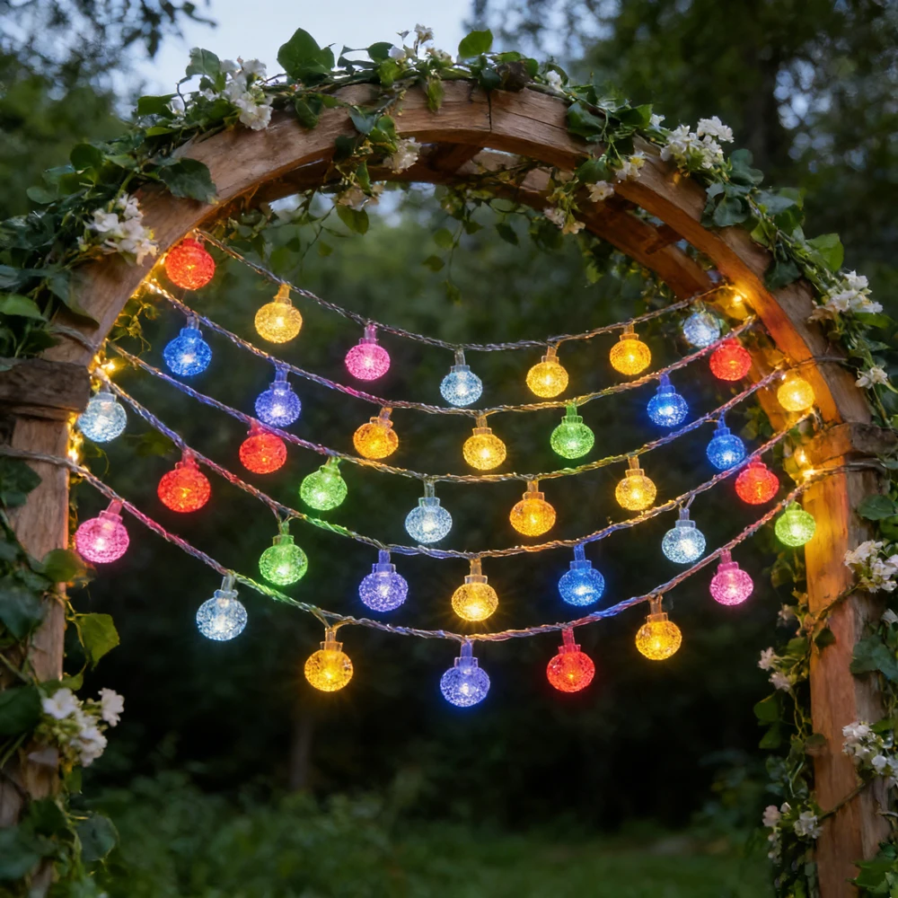 Battery Power Crystal Ball String Lights Indoor Fairy Lights for Wedding Holidays Decorations Birthday Room Decor Aesthetic