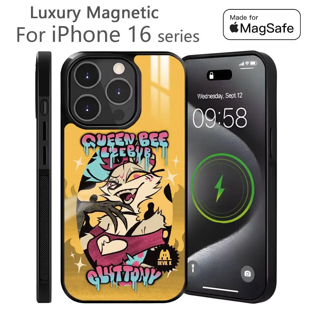 أنيمي H-HelluvaS B-Boss جراب هاتف MagSafe المغناطيسي آيفون 16 15 14 13 12 11 برو زائد ماكس شاحن لاسلكي صغير Funda