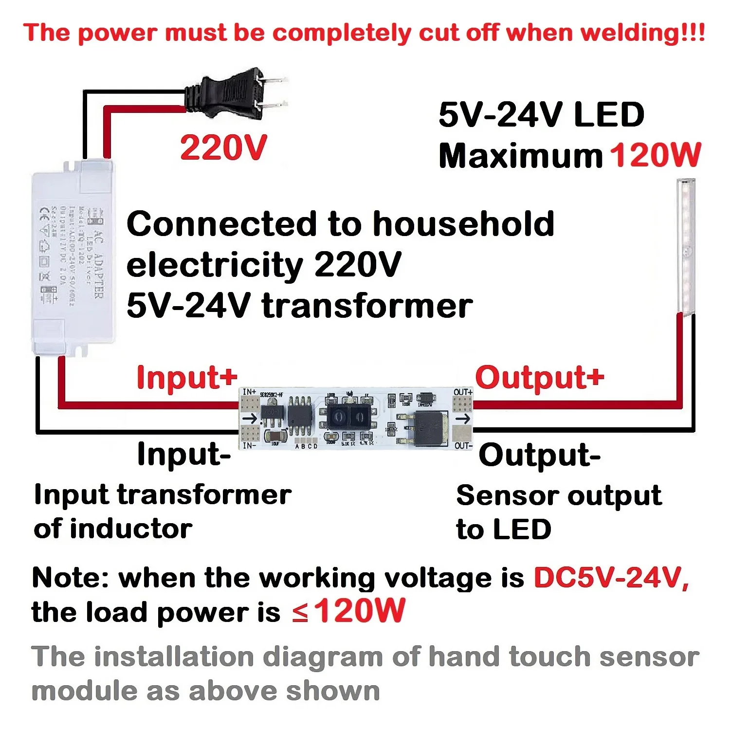 Sweep Hand Sensor Short Distance Scan Touch Switch Capacitive Module PIR Motion Sensor 120W 5V-24V 5A LED Dimming Control Lamps