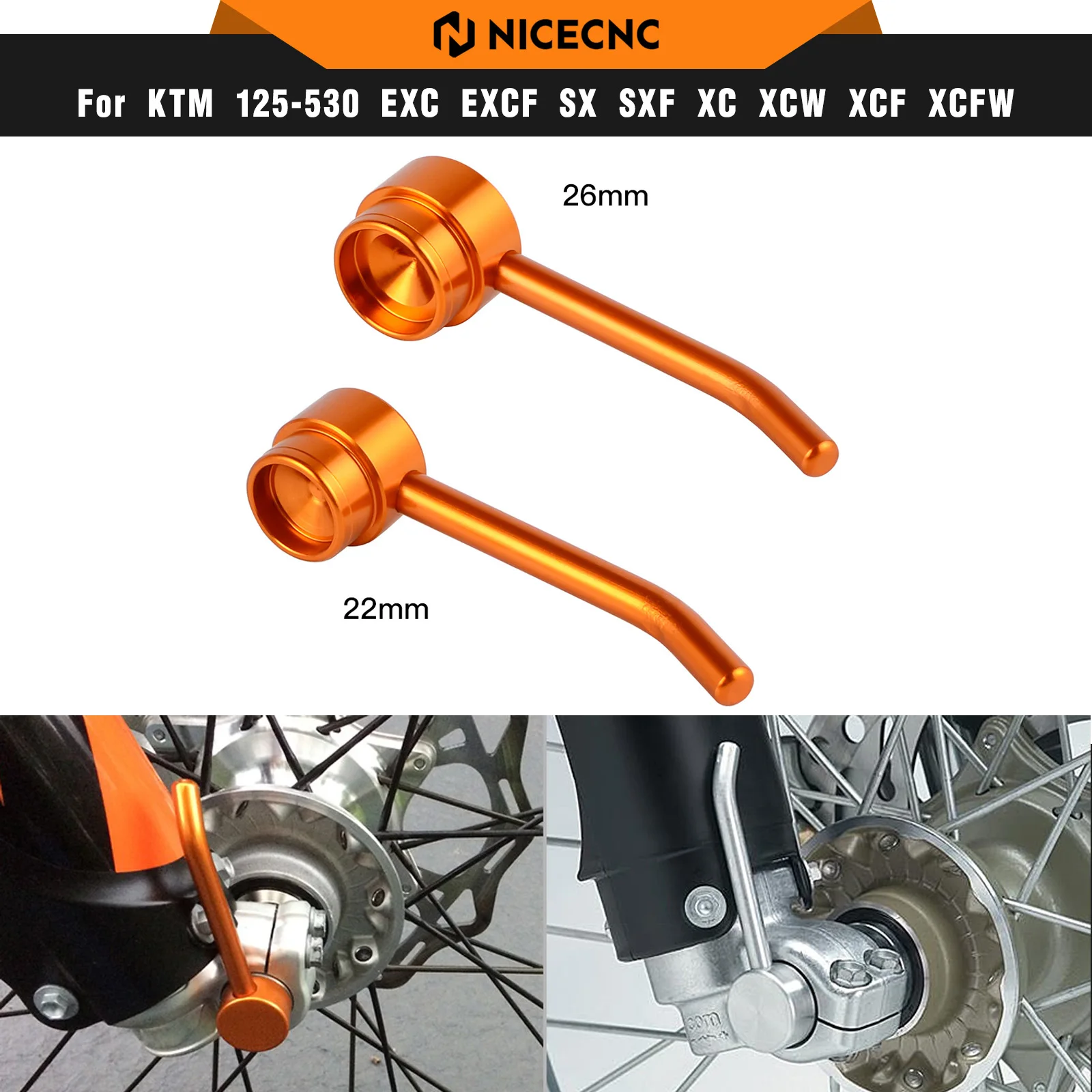 

NICECNC для KTM EXC 300 22/26 мм, инструмент для снятия ручки оси переднего колеса для KTM EXCF 350 XC 125 XCF 400 XCW 530 SX 250 SXF 450
