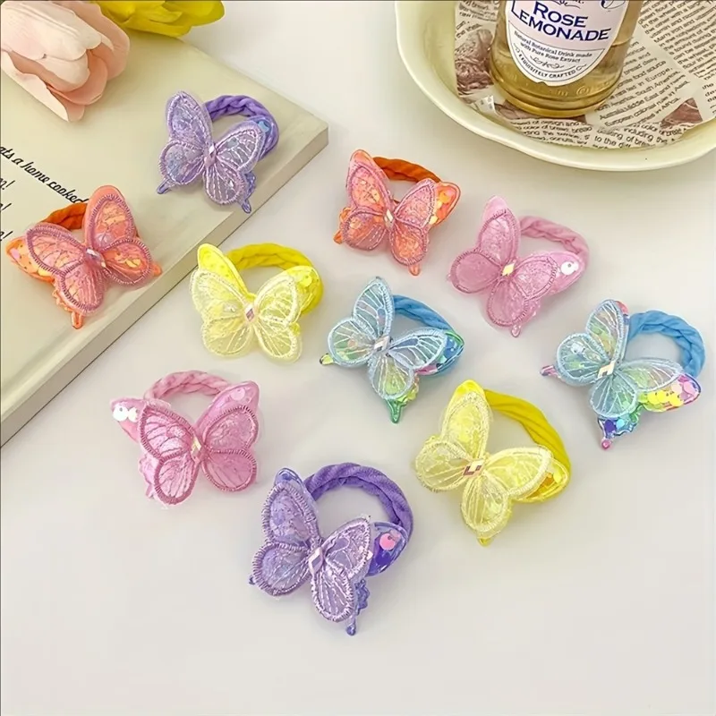 

Набор из 4 резинок для волос с блестящими бабочками: очаровательные, милые, модные, игривые аксессуары для женщин и стильные, нежные украшения для волос для девочек на каждый день и для повседневных образов