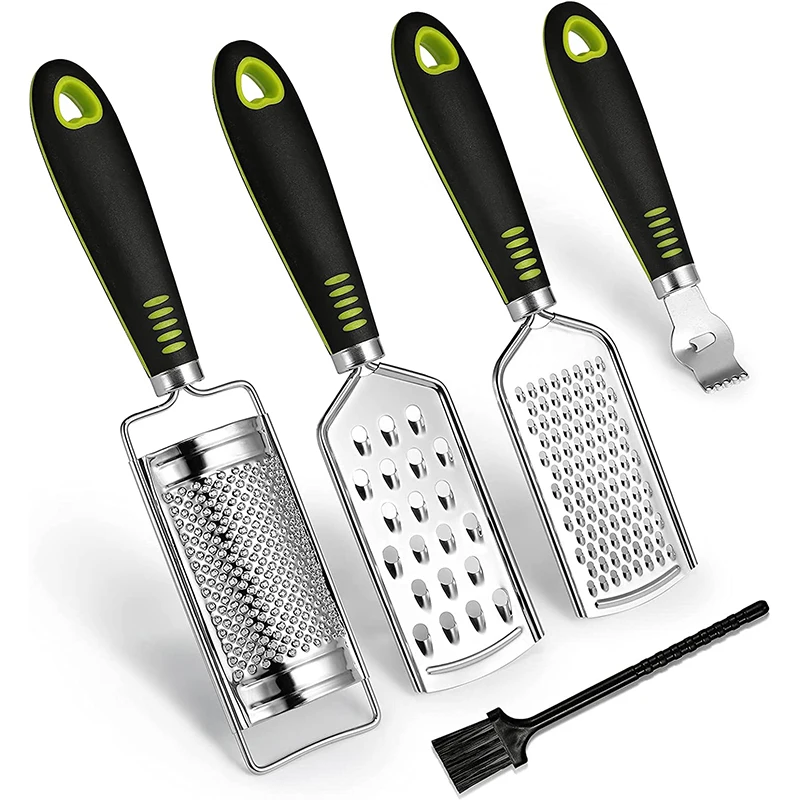 Parmesan Cheese Grater Set, Lemon Zester, Stainless Steel Kitchen Grater for Ginger, Garlic, Fruits, Vegetables, Kitchen Tools