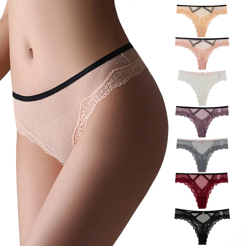

Women Sexy Lace Panties Transparent Low-waist Underpant Hollow Out Thong Female Seamless G-string Underwear Lingerie