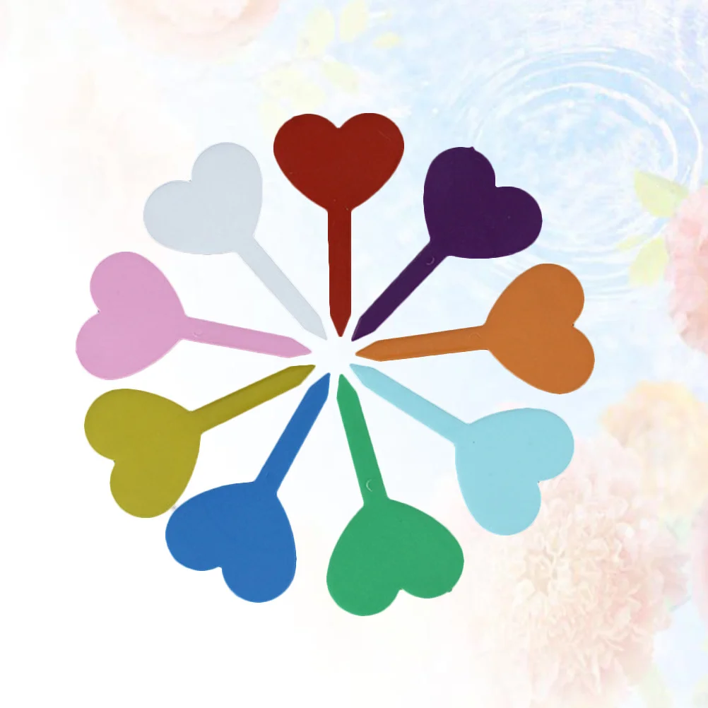 200 قطعة علامات PP ملونة على شكل قلب سميكة مقاوم للماء ملصقات البستنة الخفيفة إدراج بطاقات لتصنيف النباتات #5