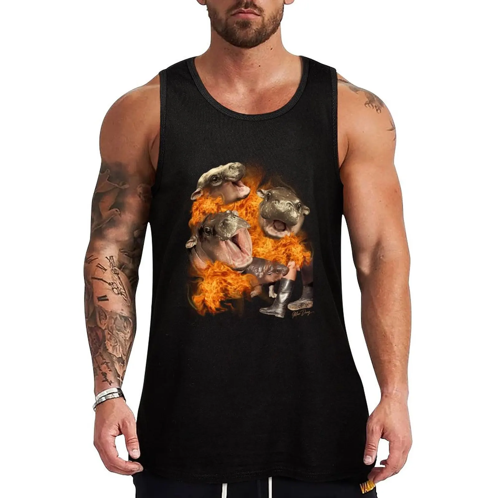 

Moo Deng Is Fire! Tank Top Weekend Casual Tank Top Sleeveless Loose Fit Top