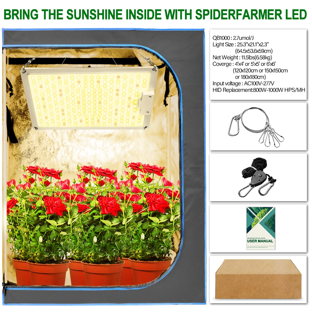 الطيف الكامل عكس الضوء 600/1000/1500 واط LED النبات تنمو ضوء 410-730nm للنباتات الداخلية زهرة الدفيئة حديقة تنمو خيمة صندوق