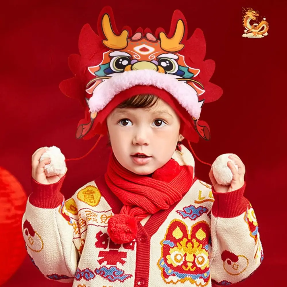 Hand Assembly Chinese New Year Hat Chinese Style Hand Craft Cartoon Dragon Hat Auspicious Holiday Diy Non-woven Dragon Hat