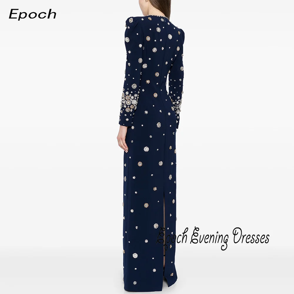 Epoch Crepe Evening Dress فساتين السهرة 2024 Arabia Elegant Luxurious Crystal Women Sexy Cocktail Party Prom Gown With Slit