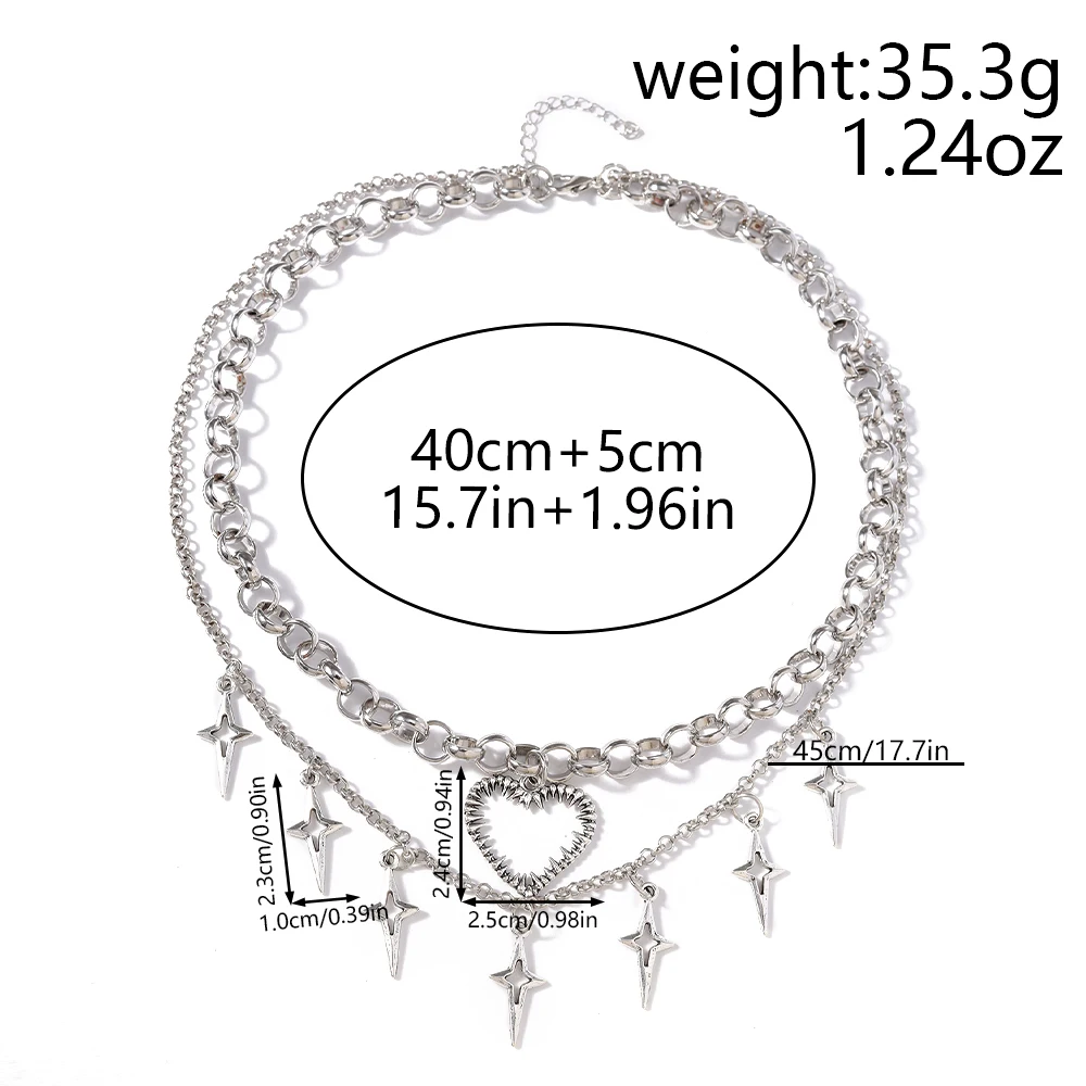Aihua Hip Hop Polaris Stern Halskette Für Frau Mann Y2K Metall Herz Charme Halskette Grunge Punk Mode Schmuck Zubehör – Detail 7