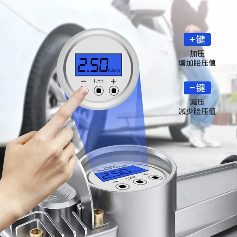 Digital Portable Car Air Pump Upgraded 12V 150PSI Electric Tire Inflator Pump Motorcycle Bike Ball LED Light Car Air Compressor