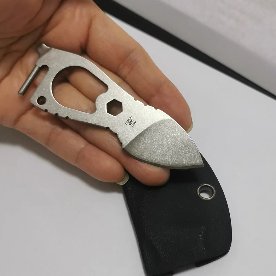 Mini multifunctional Fixed Blade Knife D2 steel blade handle with K-sheath and hanging rope, portable outdoor camping EDC knife