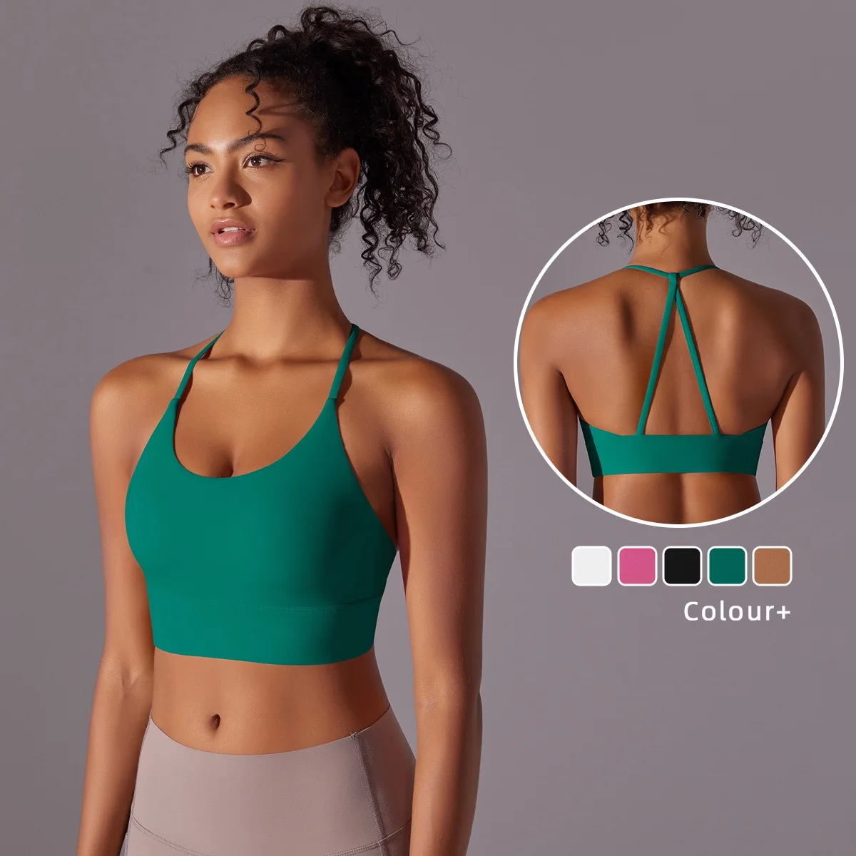 New Light and Thin Senseless Hanging Neck Yoga Bra Women's Triangle Sports Vest Tight Sports Bra Yoga Dress Top Outdoor Wear