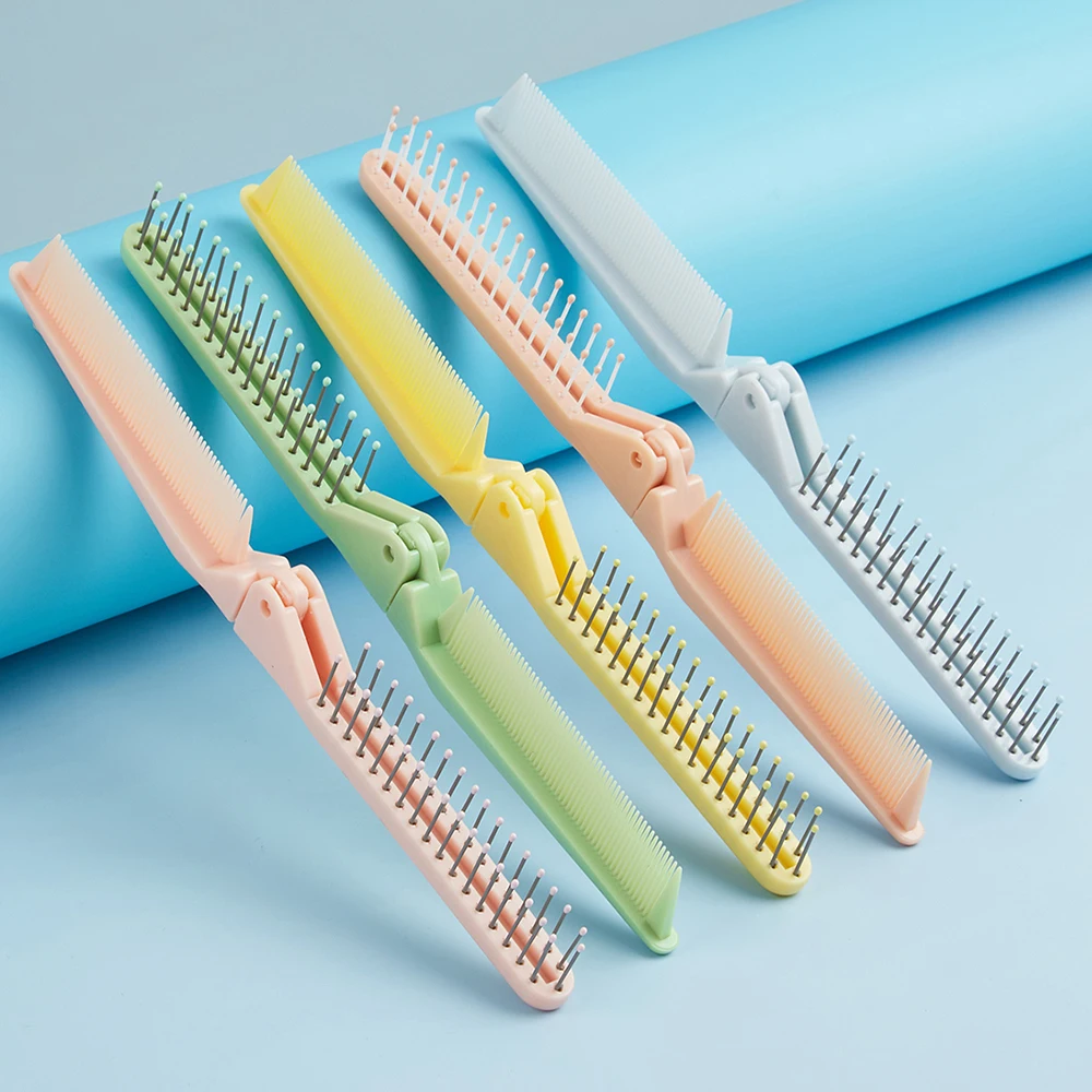 Portable Folding Comb Hair Brush Travel Massage Comb Anti Detangling HairBrush Dry And Wet Hair Brush Styling Tools Random Color