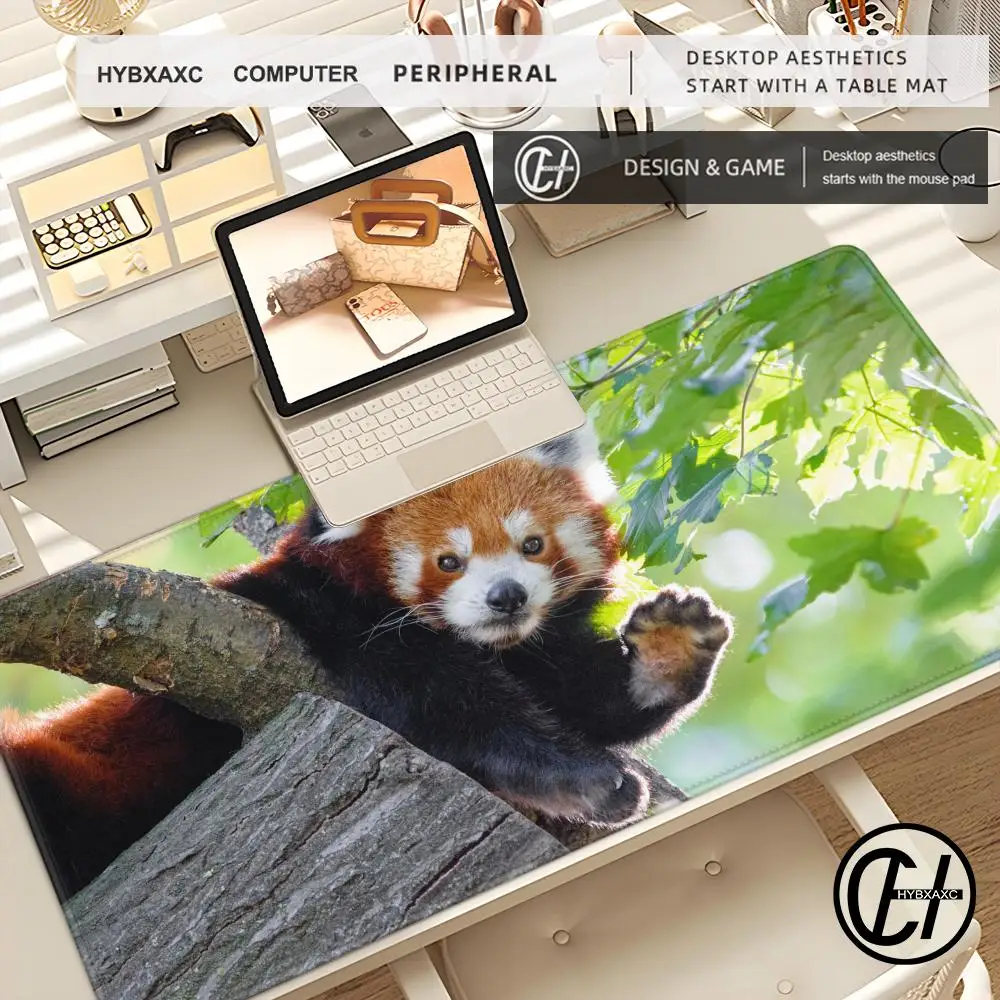 HD Gaming Cute Red Panda Mouse Pad 900x400x4mm HD Desk Pad Extended Gaming Keyboard Mats Large XXL Gamer Mousepad 80x40cm view 2