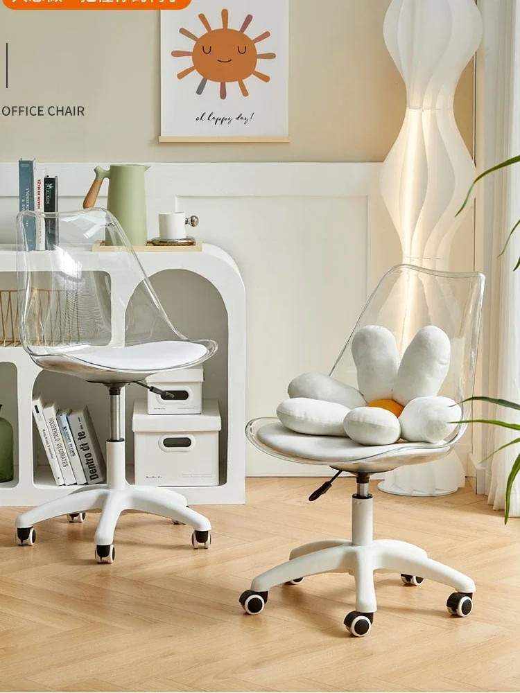 

Dressing computer chair, acrylic transparent and comfortable, adjustable swivel chair, office, writing, study, home chair