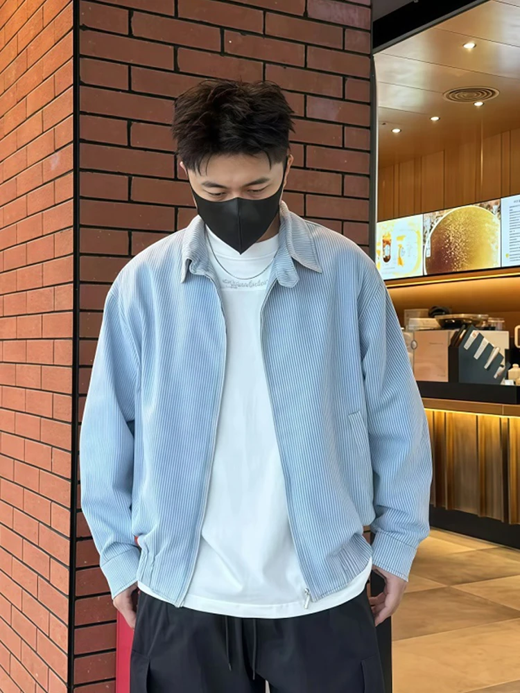 

Casual Striped irt Jaet ex Spring Autumn Faionable Versatile Leisure Wear Stand Fit Long Sve Zipper Closure