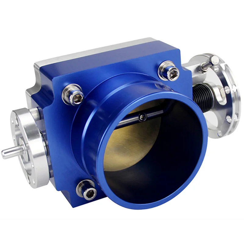 New Throttle Body 70mm Throttle Body Performance Intake Manifold Billet Aluminum High Flow(Blue)