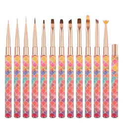 Rainbow Gradient Nail Art Brush Gradient Nail Brush Line Painting Brushes Nails Crystal Acrylic Liner Drawing