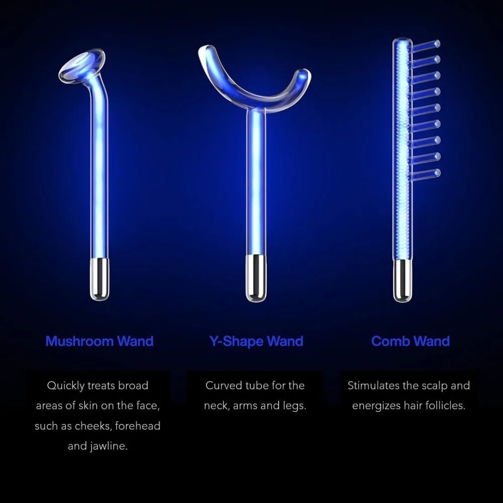 الأفضل - عصا علاج البشرة السريرية، آلة العلاج بالبشرة المحمولة مع 6 عصي النيون + الأرجون المضادة للشيخوخة، التوصيل، الأكثر مبيعًا!