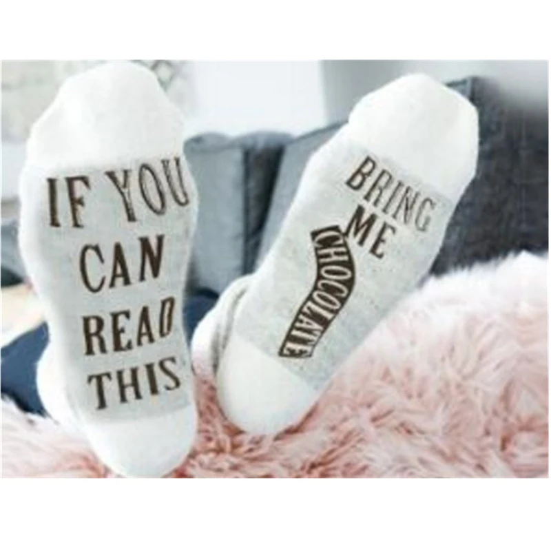 New Humour Words If You Can Read This Bring Me Chocolate Dispensing Funny Hipster Art Christmas Gift Socks Club Party Dropship