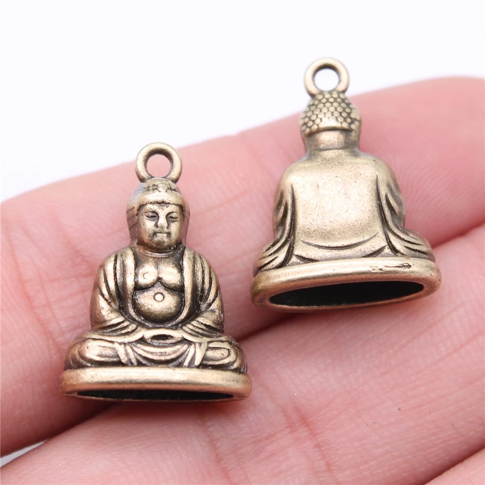 WYSIWYG 5pcs Charms 22x16mm Buddha Statue Charms Pendant Antique Bronze Color For Jewelry Making DIY Jewelry Findings