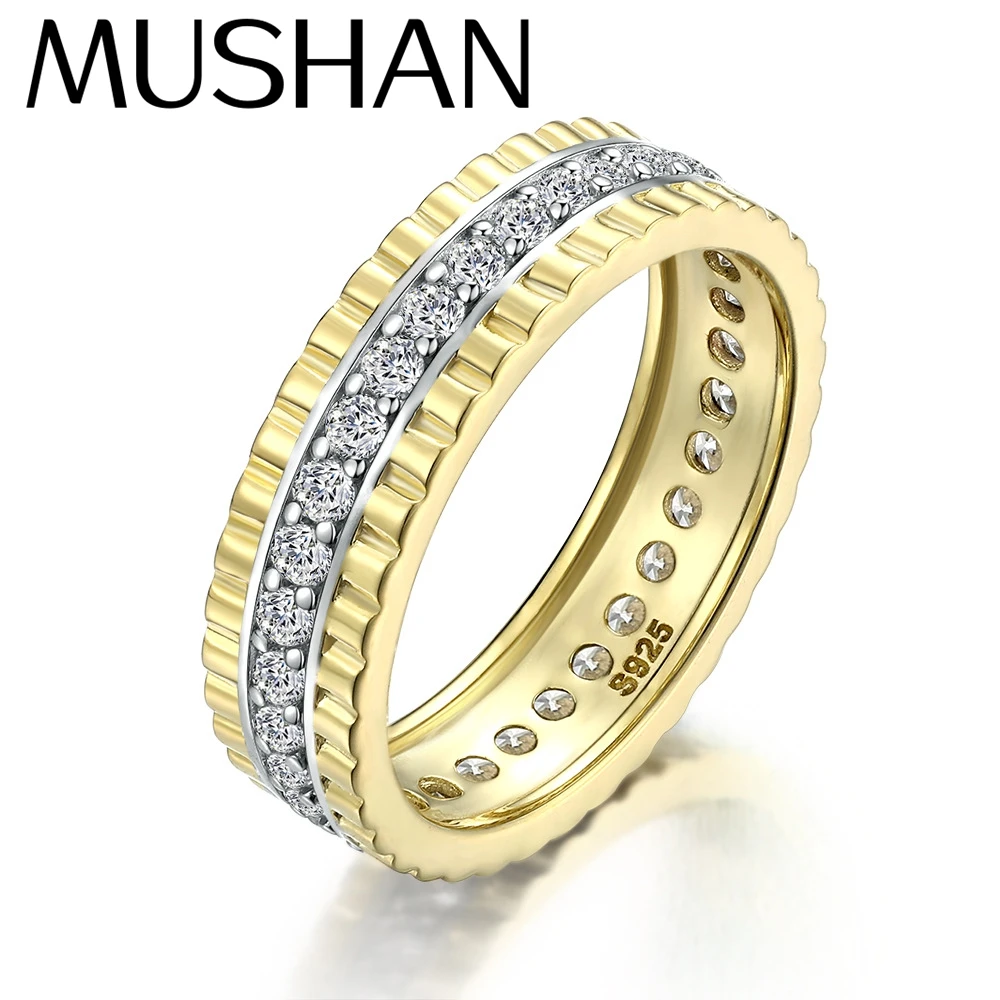 

MuShan Jewelry 925 Sterling Silver Ring Wedding Band High Carbon Diamond Valentine Gift Luxury Style Women Rings Fine Jewelry