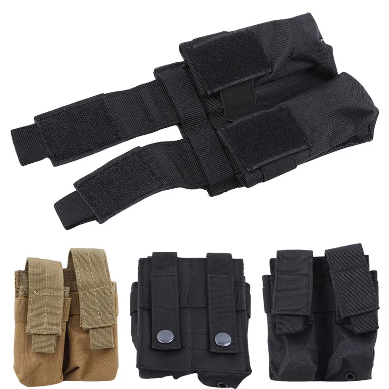 

9mm Pistol Magazine Pouch Double Molle Belt Dual Mag Bag Flashlight Holder Attachment Package Gun Hunting Accessories