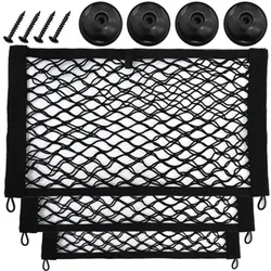 Car Storage Net Bag with Screws Auto Mesh Net Holder Back Rear Trunk Boat Cargo Pocket Organizer Elastic String Net Framed Mesh