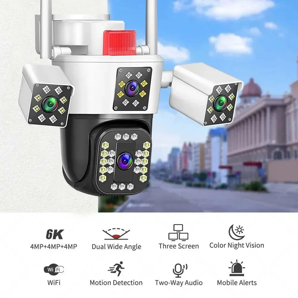 DIDSeth 12MP 4 Lens Camera 8K Outdoor PTZ Auto Tracking Color Night Vision 2 Way Audio Security Camera with O-Cam App IP66