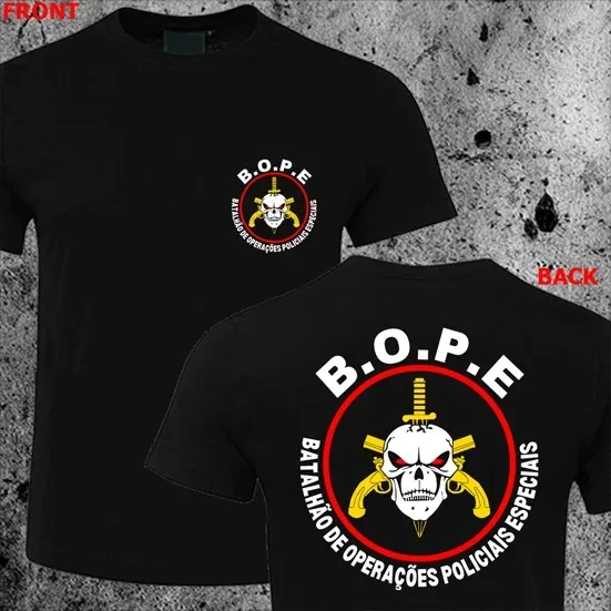 High Quality Cotton BOPE Tropa De Elite Brazil Special Elite Forces Women T-Shirt Short Sleeve Casual Cotton O-Neck Men T Shirts