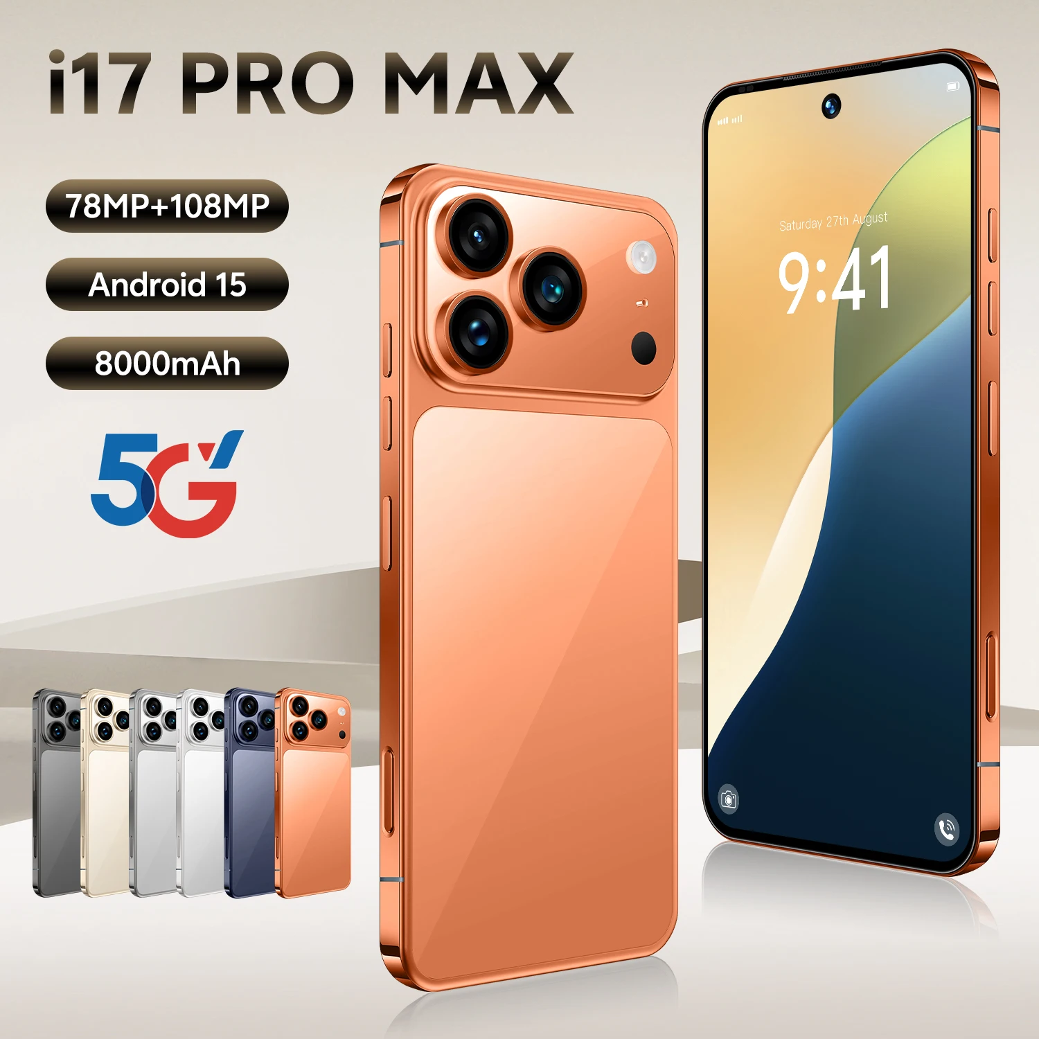 

2025 HOT I17 Pro Max 5G 22GB 2TB original intelligent 5G dual card dual standby Android 15 system global version 7800mAh battery