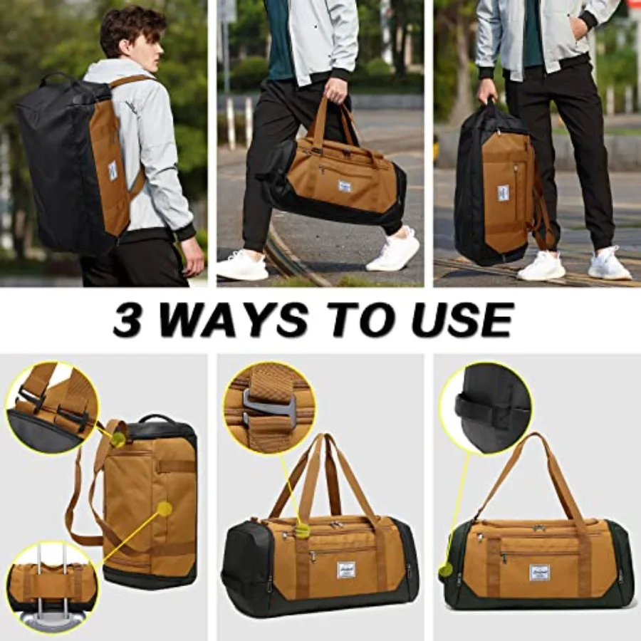 Travel Duffle Bag for men 40L Medium Sports Gym Bag with Wet Pocket and Shoes Compartment Weekender Overnight Backpack for Trav view 3