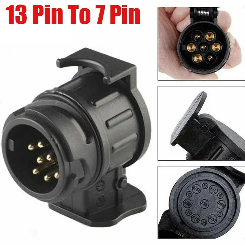 Durable 13 To 7 Pin Plug Adapter Trailer Connector 12V Towbar Towing Waterproof Plugs Socket Adapter Protect Connections A30