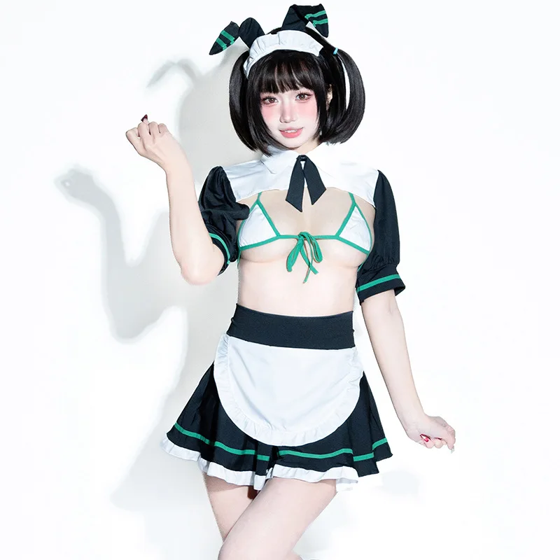 Anime Nekopara Cinnamon Bunny Girl Cosplay Maid Uniform Hollow Out Costumes Sweet Hot Apron Wild Servant Set Halloween Clothes