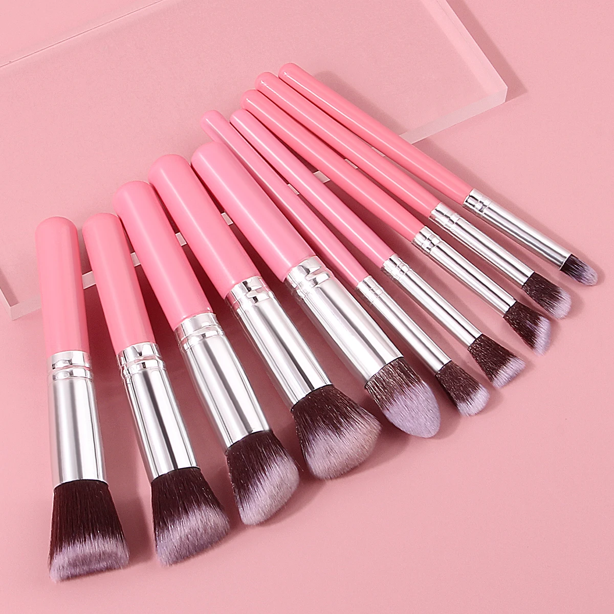 Juego de brochas de maquillaje facial multiusos, 10 Uds., brocha para colorete, brocha suelta, herramientas de belleza esenciales para principiantes