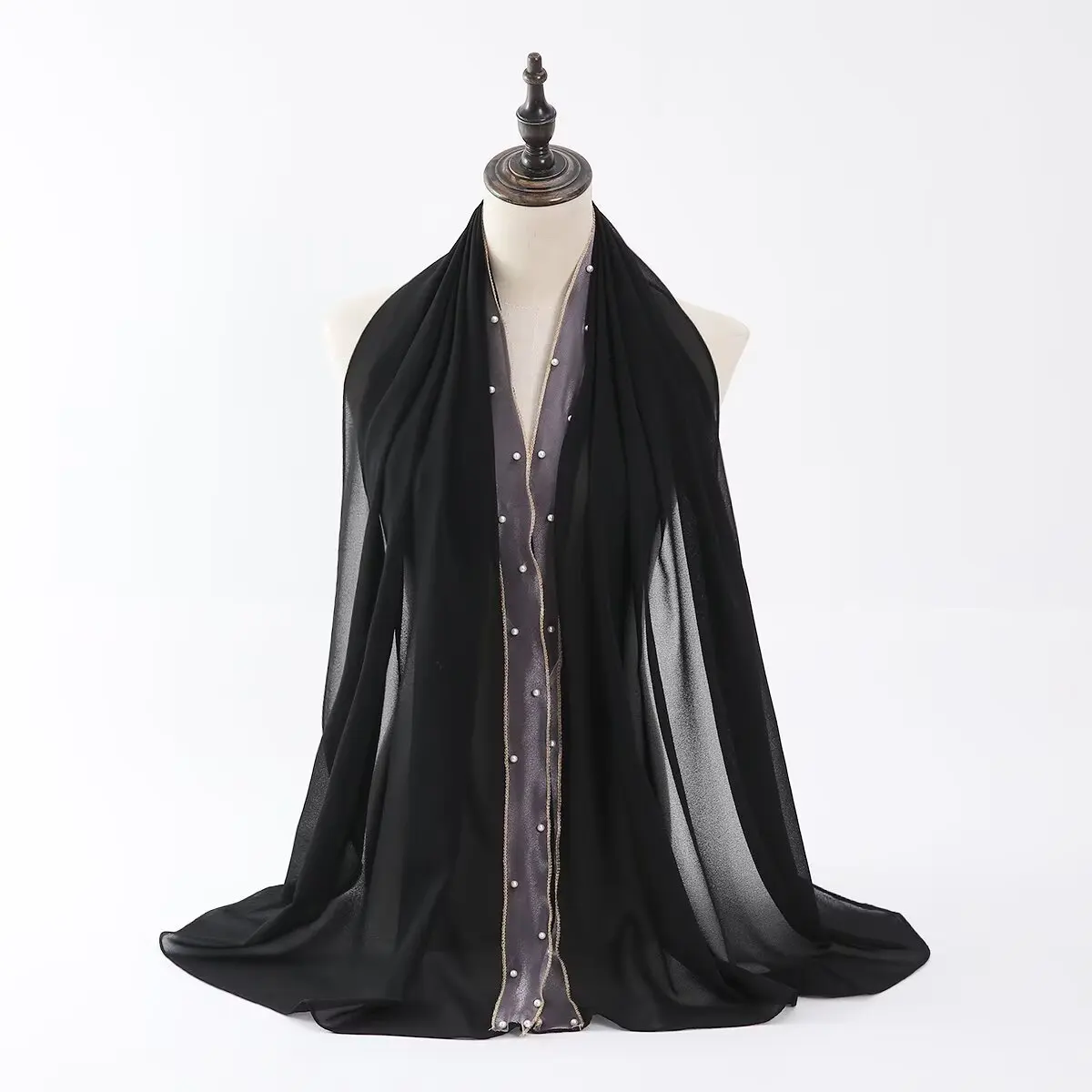 

Новая модная хиджаб-шаль из шифона с бисером, длинный мягкий платок, элегантный фулярд, мусульманский женский шарф, бандана, буфанда, муфель, женский платок