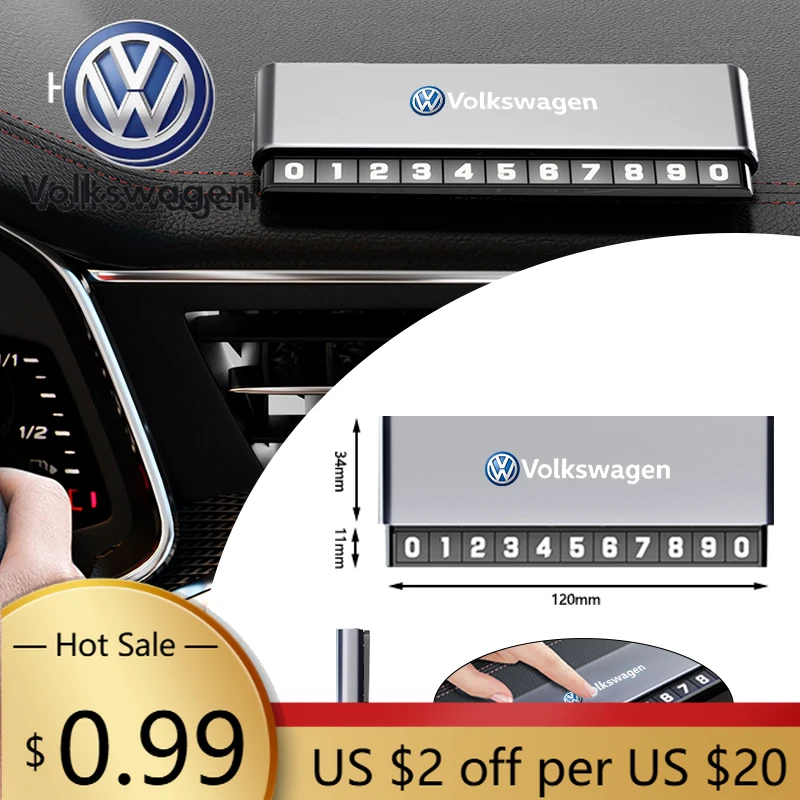 

Темпорарная парковочная карта с номером телефона для автомобилей Volkswagen (2026)