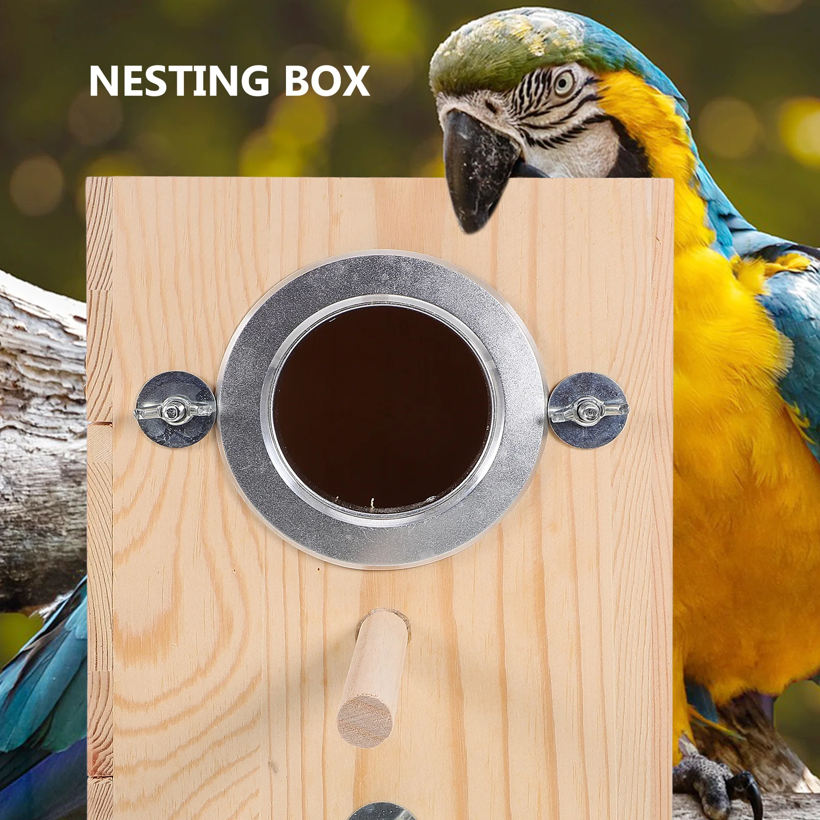 

Parakeet Nesting Box Natural Solid Wood Wooden Bird House Safe Warm Nesting Box for Small Birds Parakeet Wooden Bird House